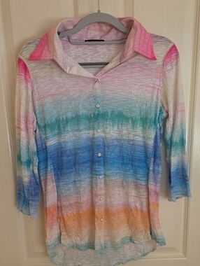 David Cline Multicolor Striped Button-Down Shirt - Pink, Blue, Orange